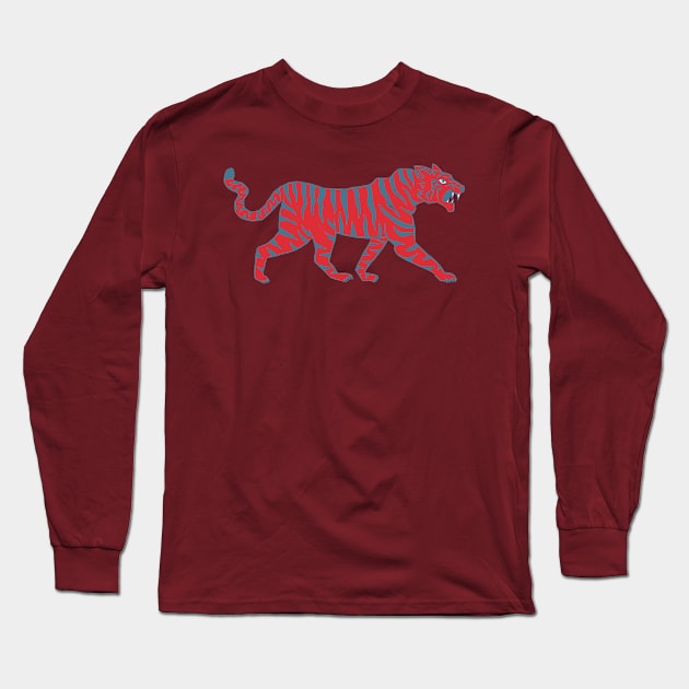 chinese tiger in bamboo forest | wine red Long Sleeve T-Shirt by colorofmagic